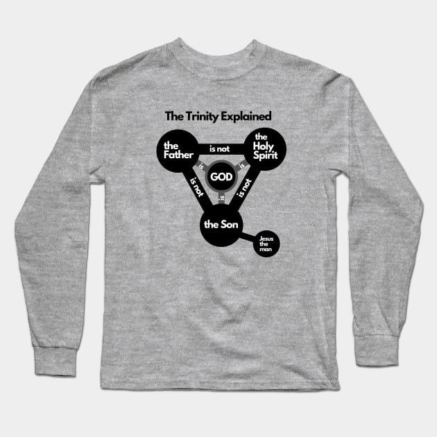 The Trinity explained, black graphic white Text Long Sleeve T-Shirt by Selah Shop